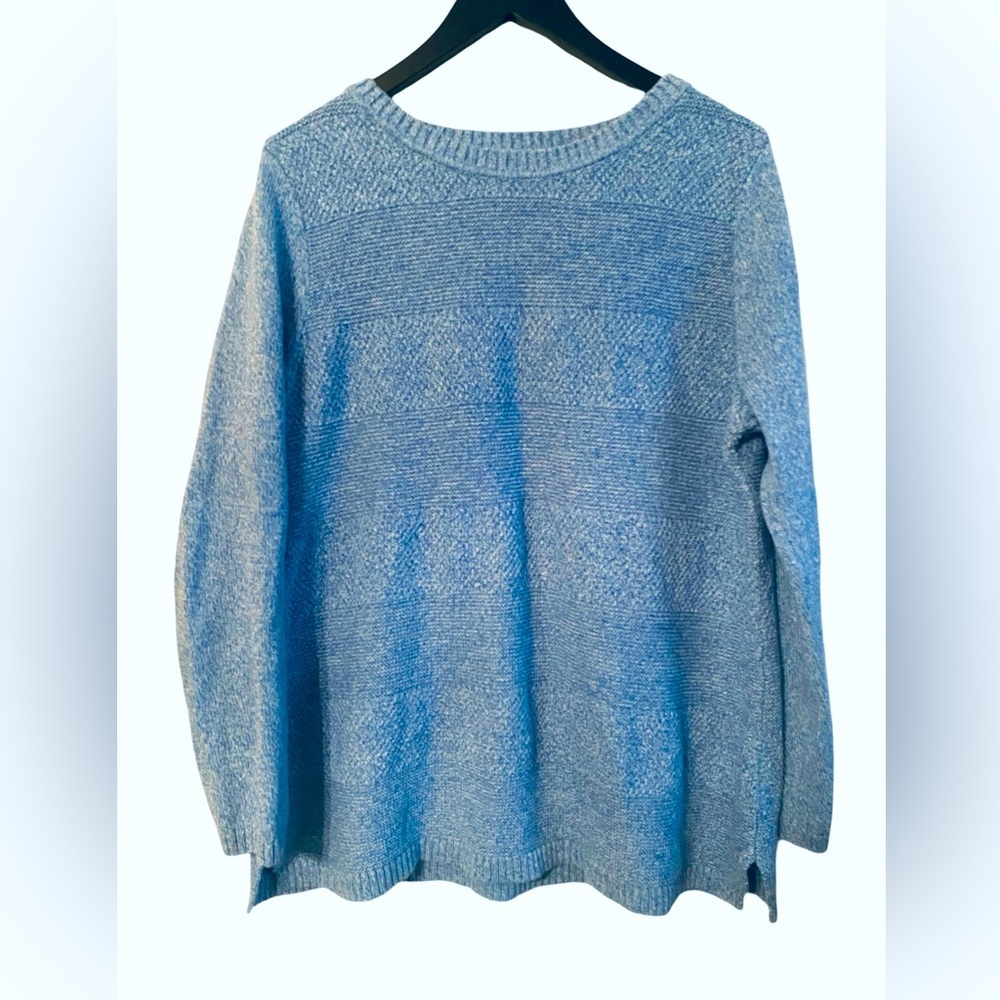 Talbots Cotton Sweater XL Light Blue Shaker Stitch Pullover